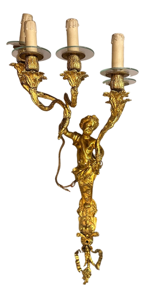 Napoleon III Louis XV Apply Cherub, Ormolú , France, 19th Century