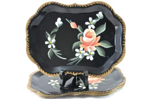 Hand-Painted Tole Trays - Set of 6