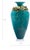 Early 21st Century Handcrafted Turquoise Enamel Vase With Gold Floral Relief & Gemstone Accents – 19.5” Luxury Art Decor (Fmury) For Sale - Image 5 of 5