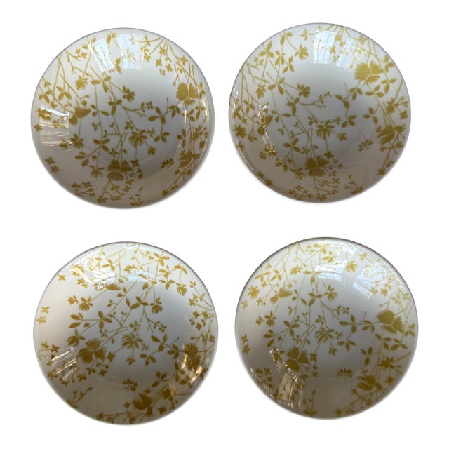 Set of 4 Sheffield Ironstone Golden Meadow 6.25” Small Bowls 1950s Vintage English Ironstone For Sale