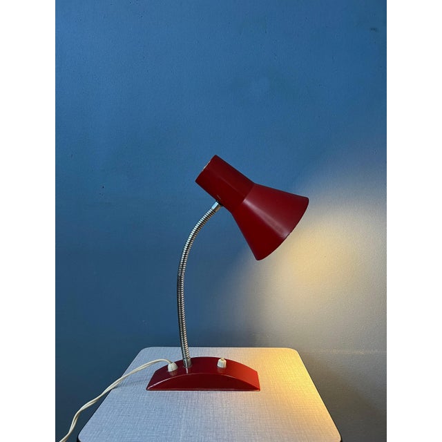 Metal Vintage Space Age Red Flexible Table Lamp For Sale - Image 7 of 11