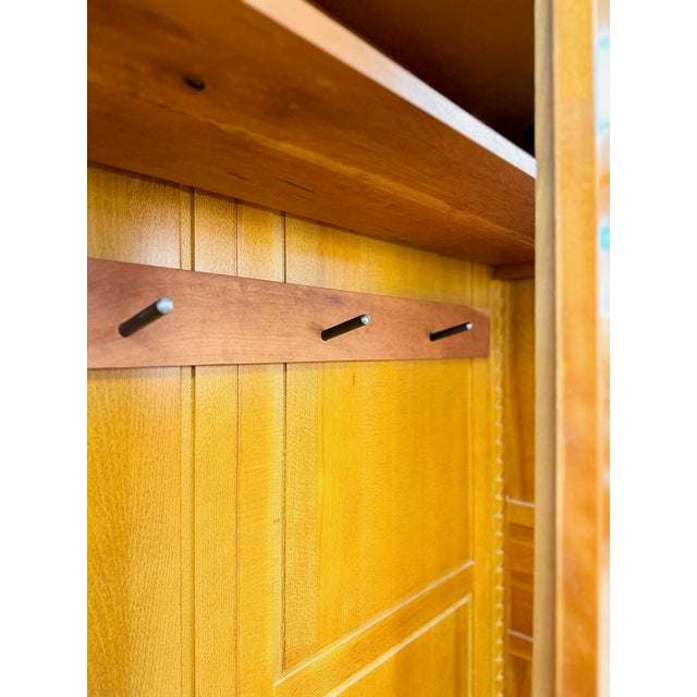 Vintage Wardrobe Grange French Antique Style Locking Bronze Dowel Armoire For Sale - Image 10 of 14