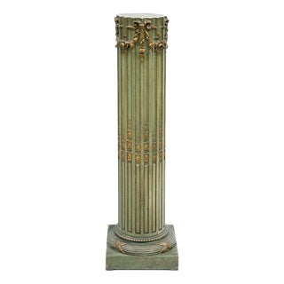 Louis XVI Style Pedestal Column in Olive Green For Sale