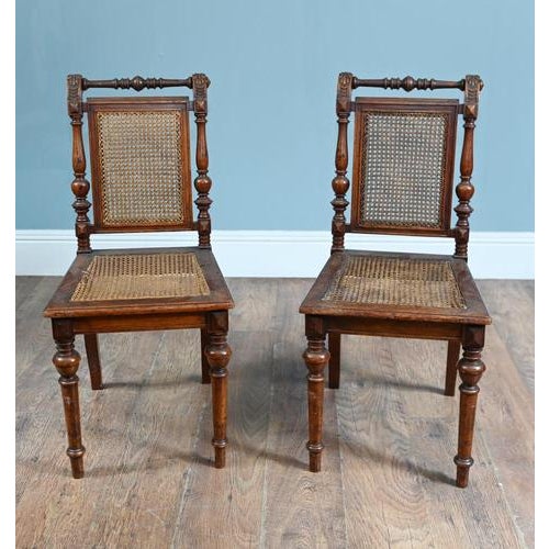 Victorian Farmhouse Side Chairs in Walnut with Caned Seats, Set of 2 For Sale - Image 3 of 8