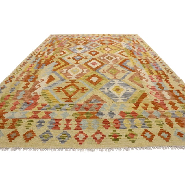 Tribal Mid 20th Century Vintage Afghan Kilim Rug - 6'10 X 9'9 For Sale - Image 3 of 8
