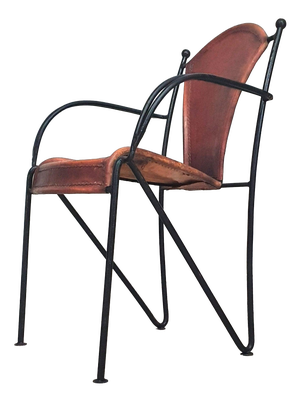 Chair in Leather and Wrought Iron