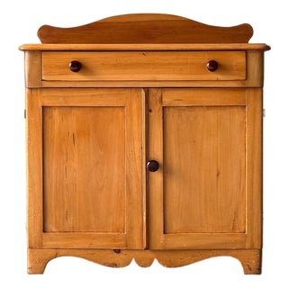 Vintage American Farmhouse Pine Washstand Cabinet Sideboard For Sale