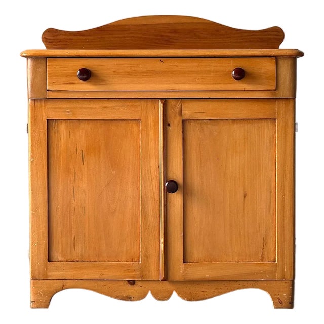Vintage American Farmhouse Pine Washstand Cabinet Sideboard For Sale