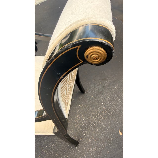 Wood Late 20th Century 10 Kindel Neoclassical Dining Chairs With Scroll Arms – Newly Reupholstered For Sale - Image 7 of 15