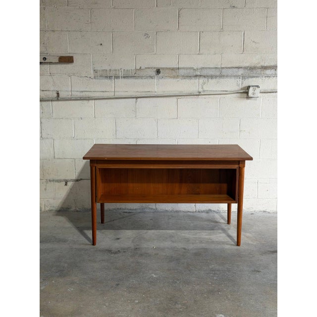 Danish Teak Office Desk Table With Floating Drawers and Back Bookshelf Denmark 1960s For Sale - Image 10 of 10