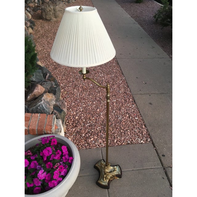 Frederick Cooper Vintage French Style Brass Swing-Arm Floor Lamp & Shade by Frederick Cooper For Sale - Image 4 of 13