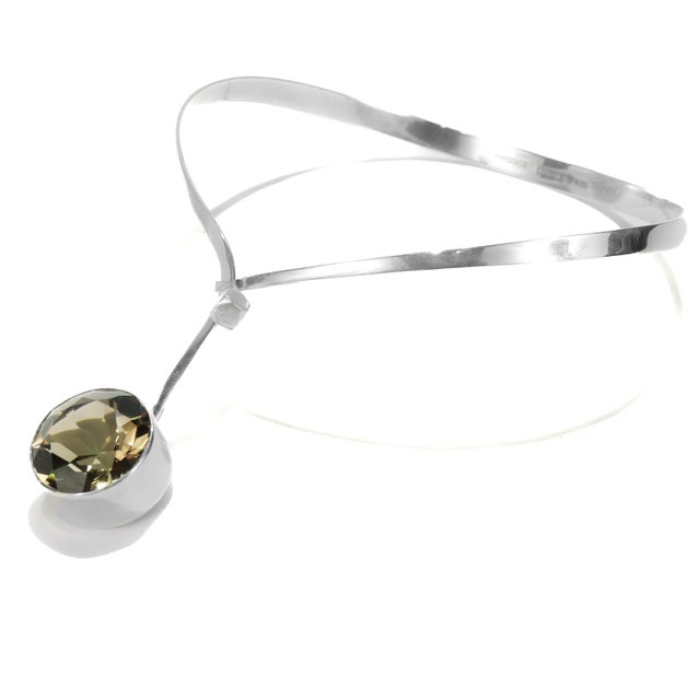 Metal Scandinavian Mid-Century Silver & Smoky Topaz Choker Necklace by Gert Thysell For Sale - Image 7 of 12