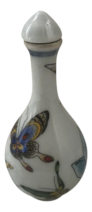 Chinese Chinoiserie Colorful Butterfly Painted Porcelain Perfume Bottle