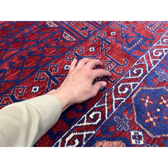 Red Turkmen Parda Tribal Wool Area Rug, 5'2
