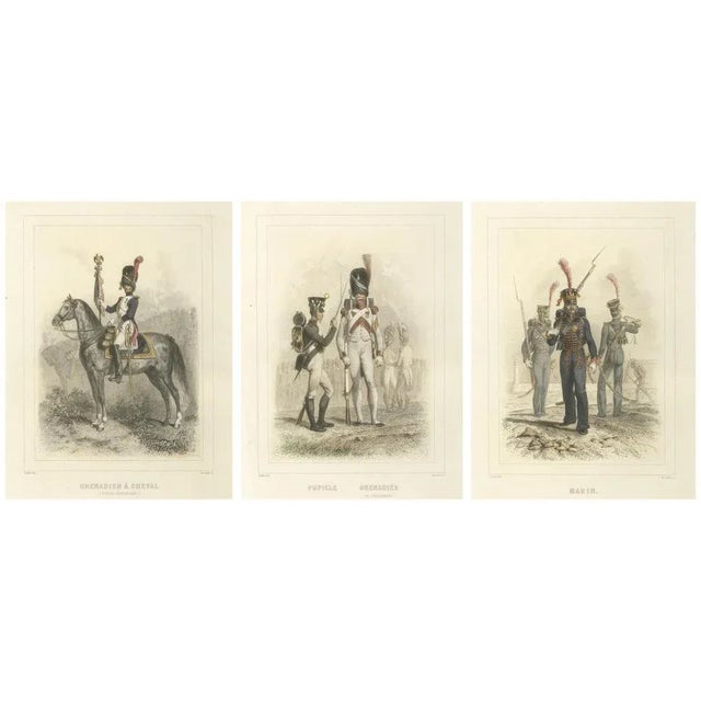 Napoleonic Guard Soldiers Grenadier, 1859, Paper, Set of 3 For Sale - Image 10 of 10