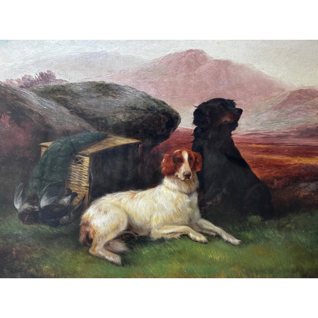 ictorian Sporting Oil Painting “Game Dogs” – Robert Cleminson (1864–1903) A richly atmospheric late 19th-century English...