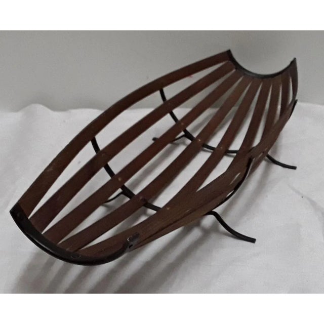 Teak Black Lacquered Iron & Copper Fruit Bowl, 1960s For Sale - Image 4 of 6