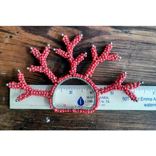 Red Coral Beaded Napkin Rings Set 10 For Sale - Image 9 of 14