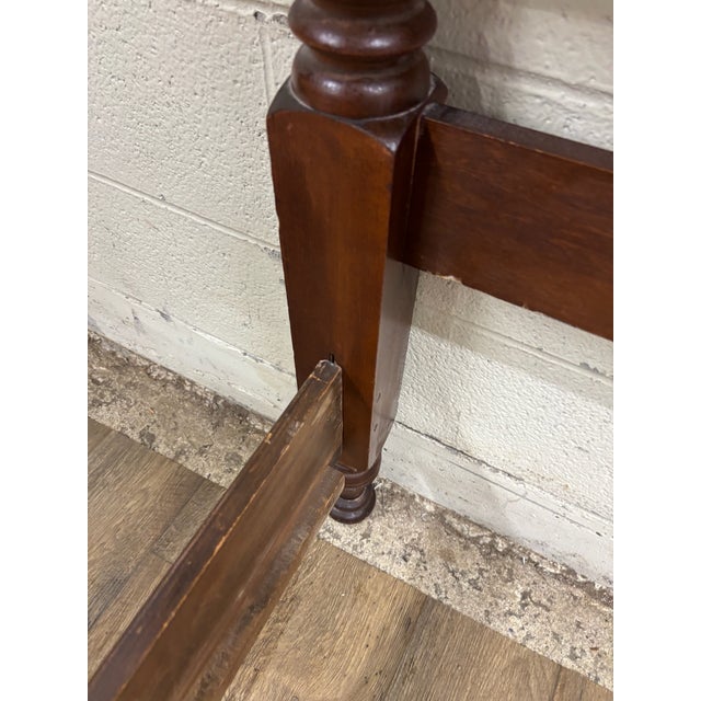 Vintage Full Size Art Deco Art Nouveau Style Walnut Low Poster Cannonball Bed For Sale - Image 13 of 16