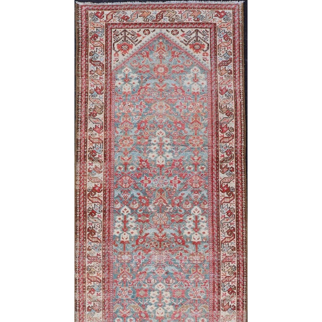 Antique Persian Malayer Runner With Allover Pattern in Soft Red 3'3 X 13'5 For Sale - Image 4 of 12