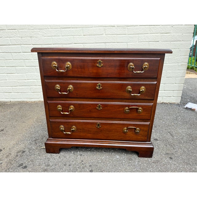 Brown Pair of Vintage Henkel Harris Chippendale Style Black Cherry 4 Drawer Nightstands or Chests. For Sale - Image 8 of 18