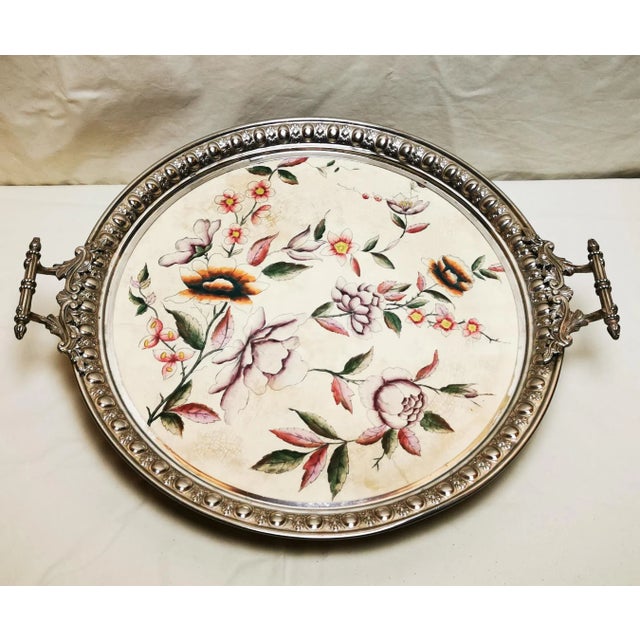 Large Metal and Porcelain Tray from Rörstrand, 1900s For Sale - Image 10 of 10