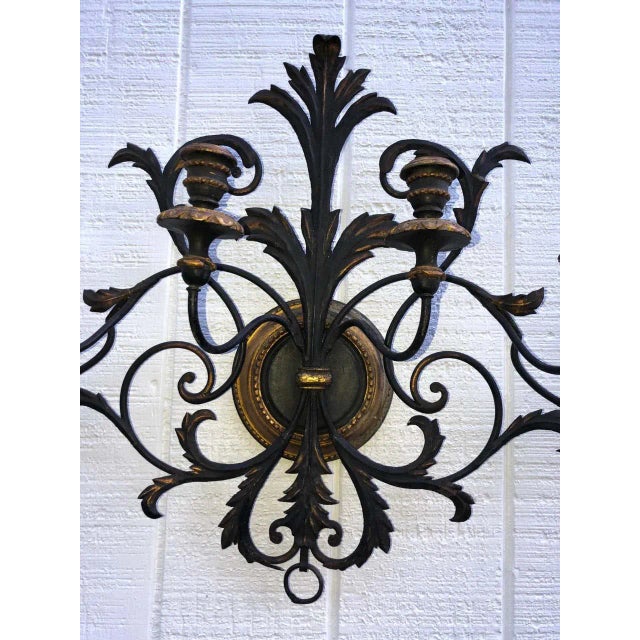 Black Italianate Tole and Wood Wall Sconce For Sale - Image 8 of 13