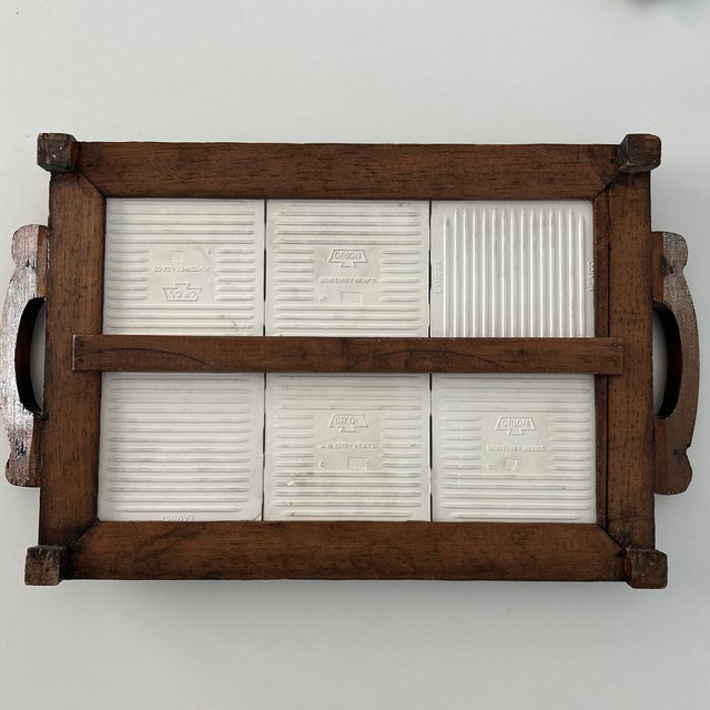 Vintage Mexican Monterrey Tile & Carved Wooden Tray For Sale - Image 9 of 9