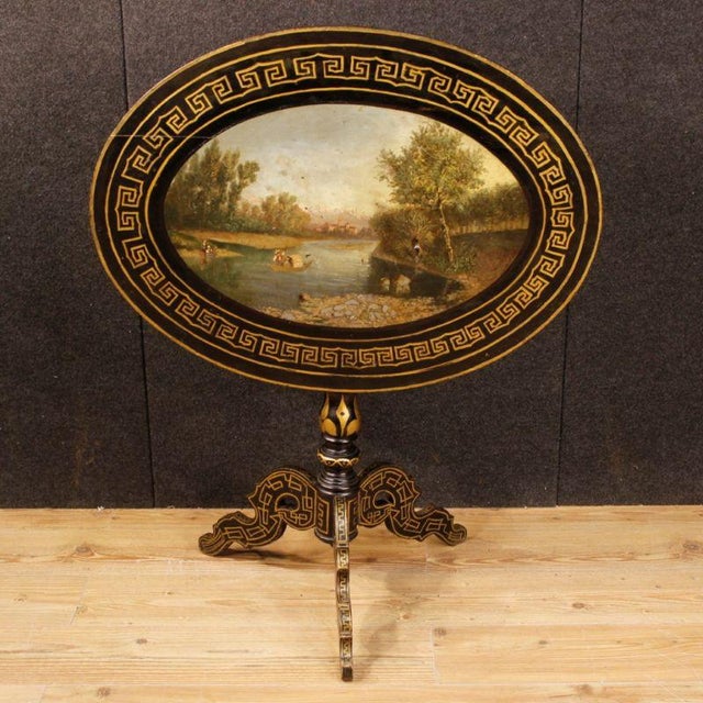 20th Century English Lacquered and Painted Side Table, 1920 For Sale - Image 3 of 12