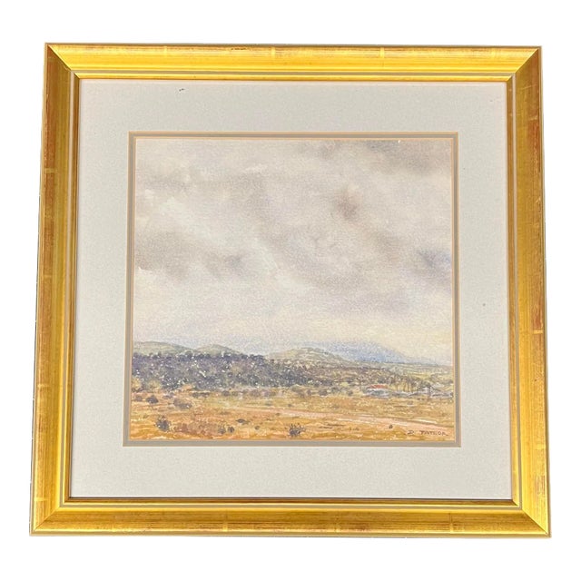 Late 20th Century Watercolor Prairie Landscape Painting by D. Taylor For Sale