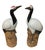 Pair of Vintage Asian Glazed Ceramic Red-Crowned Crane Statues For Sale - Image 4 of 12