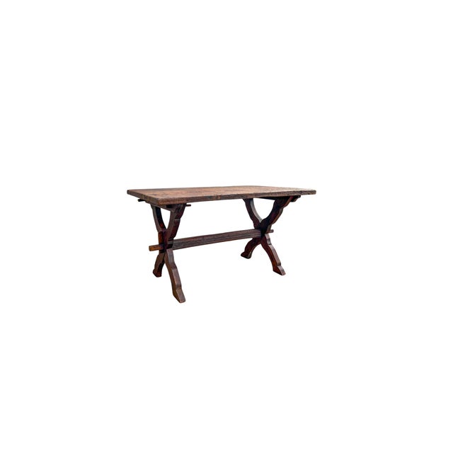Antique French Oak Refectory Trestle Dining Table, 1900s For Sale - Image 13 of 14