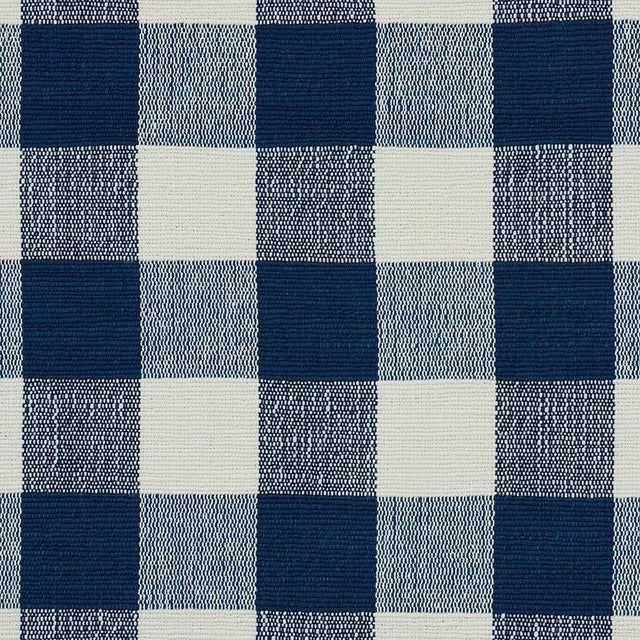 Sample - Schumacher Barnes Performance Check Fabric in Blue For Sale