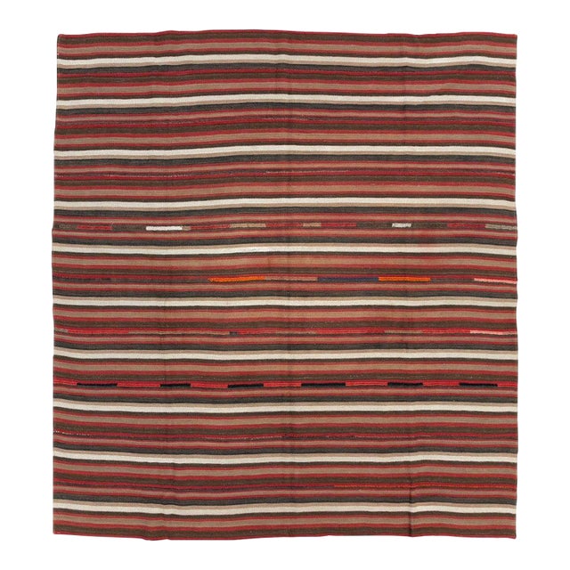 Galerie Shabab Collection Mid-20th Century Handmade Turkish Flatweave Kilim Square Area Rug For Sale
