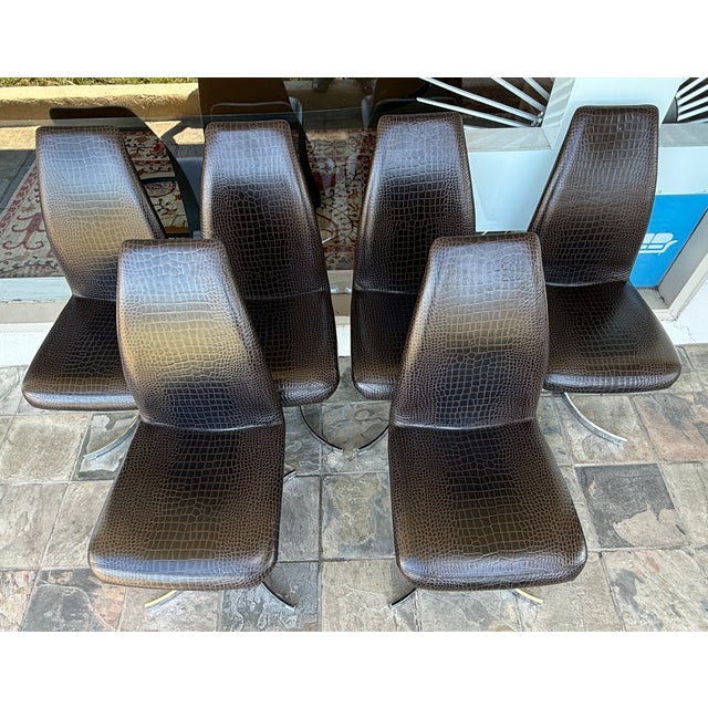 Cattelan Italia Cattelan Italia Betty Embossed Crocodile Dining Room Chairs, Set of Six For Sale - Image 4 of 14