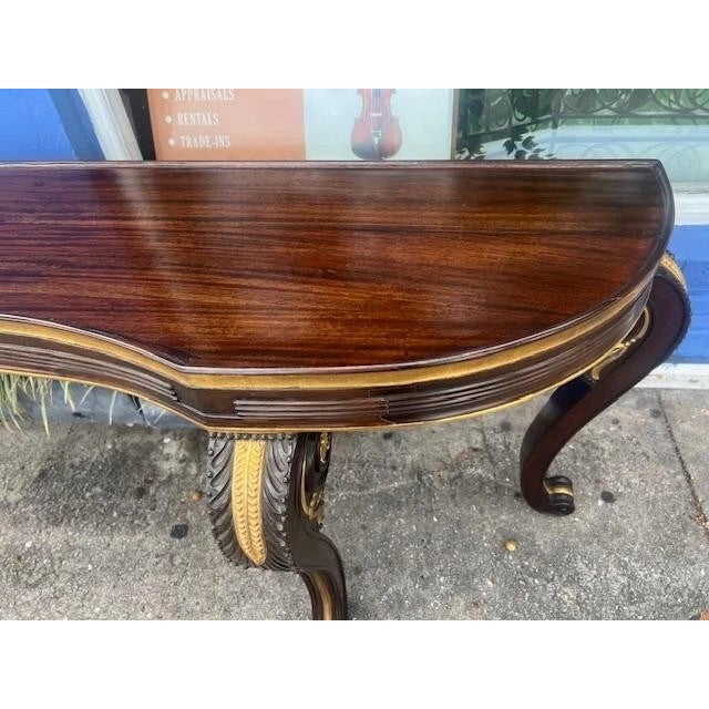 1970s Dessin Fournir Carved Console Table With 22k Gold Leaf Los Angeles For Sale - Image 5 of 9