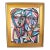 Contemporary Modern Cubism Portrait of Twins Oil Painting W/ Antiqued Gold Frame For Sale