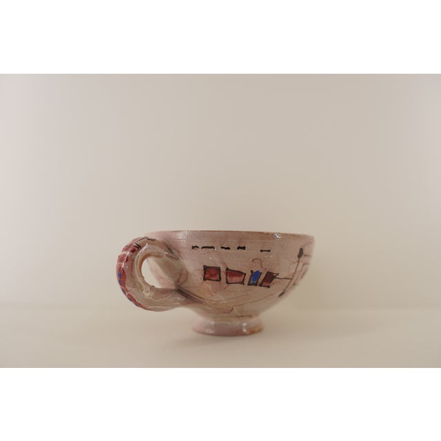 Vintage Hand-Painted Studio Pottery Loving Cup Bowl For Sale - Image 4 of 11