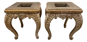 Exquisite Italian Gilt-Wood Carved Ottoman Bases - A Pair