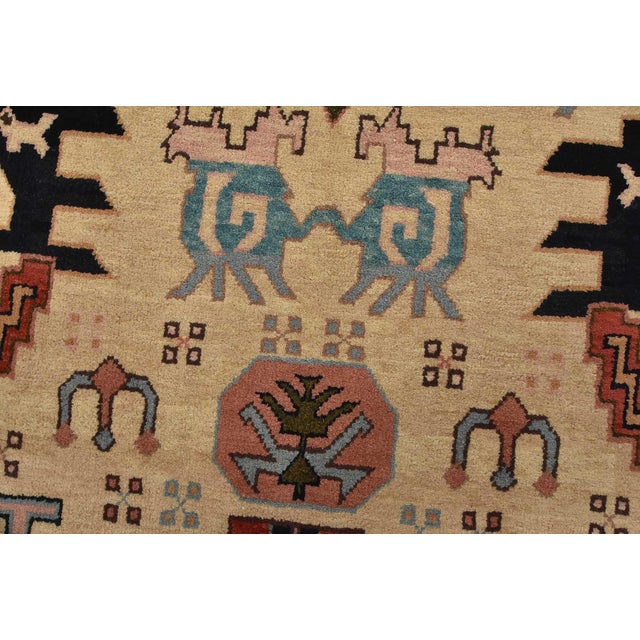 2000 - 2009 Heriz Rug 5’11” X 8’6” Ivory Wool Vintage Tribal Hand-Knotted Oriental Carpet For Sale - Image 5 of 15