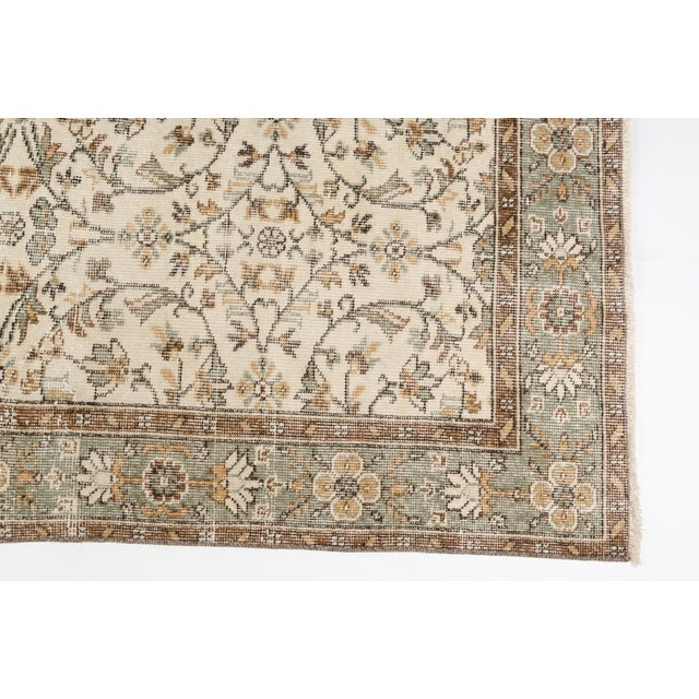 1950s Beige Handknotted Floral Carpet For Sale - Image 9 of 10