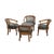 Mid-Century Modern Vintage Heritage Henredon Leather Club Chairs With Round Accent Table Set of 5 For Sale - Image 3 of 8