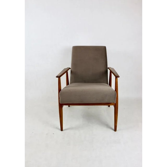 Lis armchair from the 1970s in light chocolate brown velvet Jade fabric. A fully restored armchair designed by Henryk Lis,...