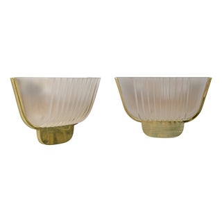 Art Deco Murano Glass Wall Sconces attributed to Archimede Seguso for Seguso Vetri D'Arte, 1940s, Set of 2 For Sale