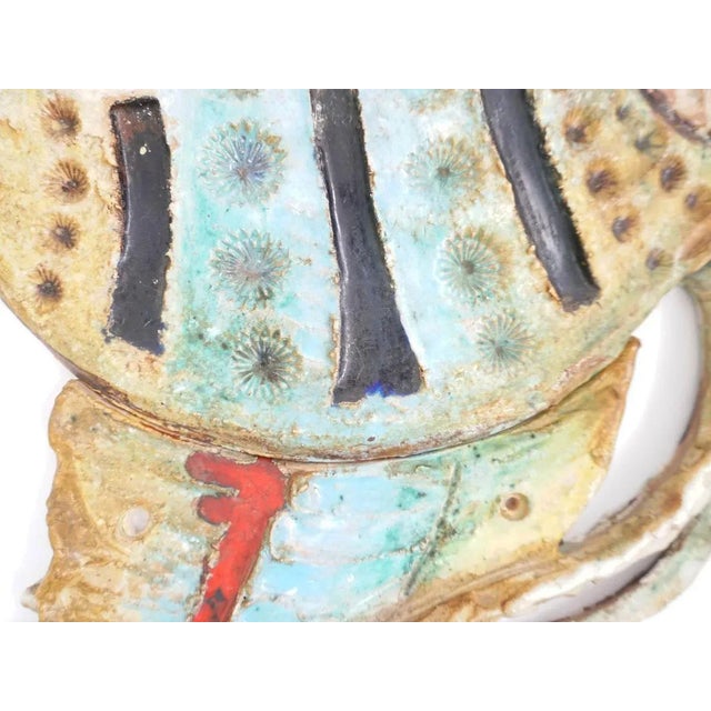 Aldo Londi Large Ceramic Fighting Fish Wall Decoration Attributed to Aldo Londi for Bitossi, 1950s For Sale - Image 4 of 5