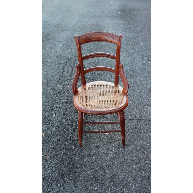 Early 20th Century Vintage French Country Brown Cane Side Chair For Sale In Washington DC - Image 6 of 7