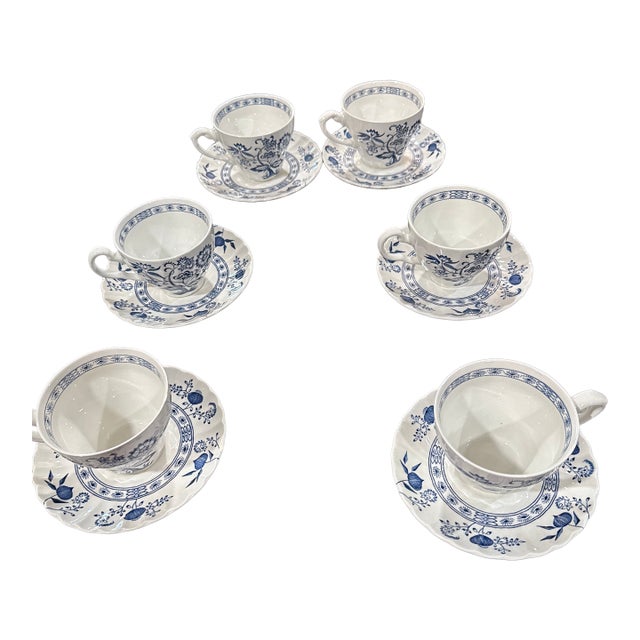 Mid 20th Century Blue Nordic Johnson Brothers - 12 pcs For Sale