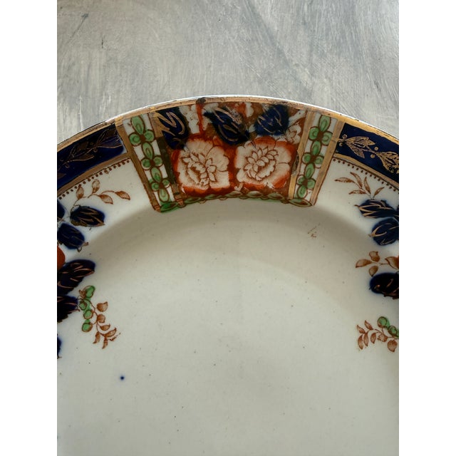 Art Deco Windsor Derby Antique Plates- Set of 5 - 8 Inch Cobalt Blue Russet Floral Thomas Hughes England Circa 1920 For Sale - Image 3 of 11