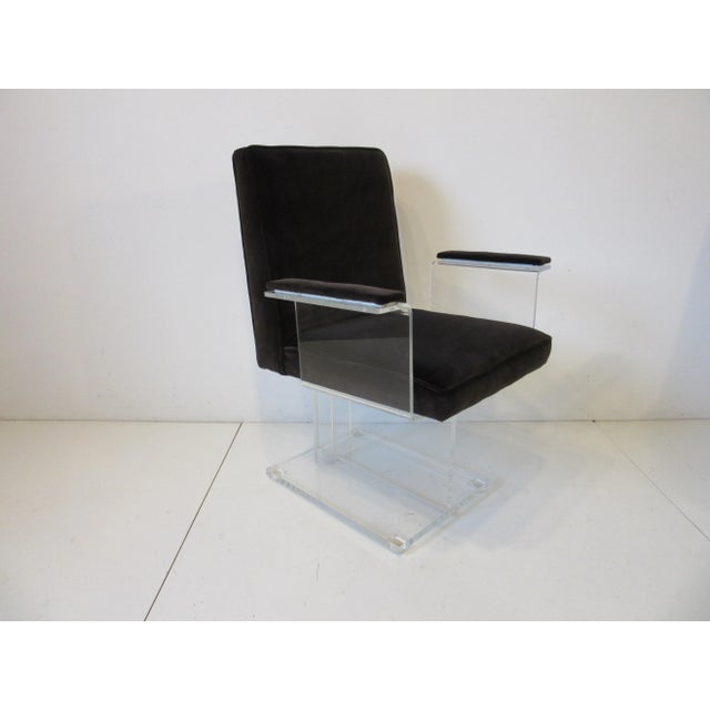 Mid 20th Century Vladimir Kagan Upholstered Lucite Pedestal Armchairs - A Pair For Sale - Image 5 of 12