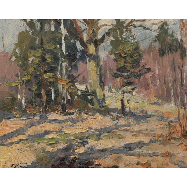 Edgars Vinters, Sunny Autumn Day, 1991, Oil on Cardboard For Sale - Image 3 of 4